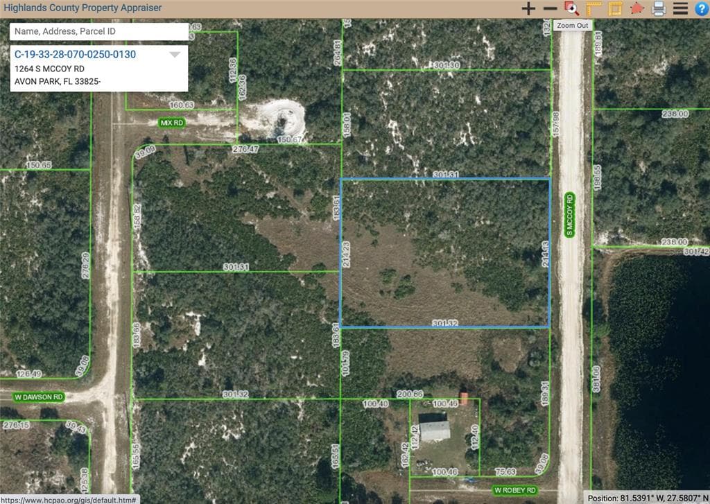 1264 S MCCOY ROAD AVON PARK, FL 33825
